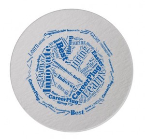 A word mash-up of our values ... on a coaster