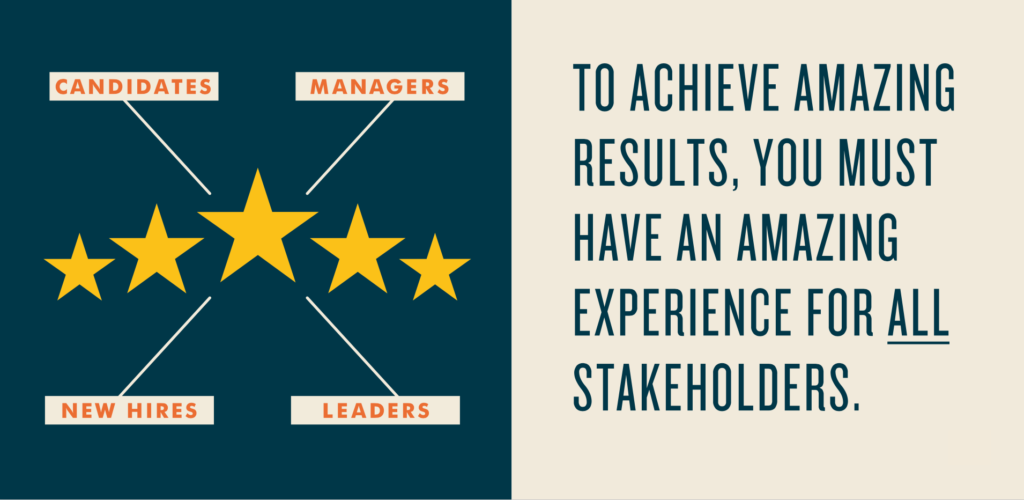 Candidates, managers, new hires and leaders are all stakeholders in your hiring process