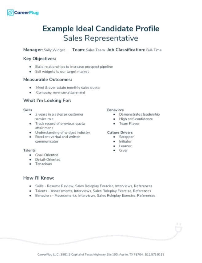 example of ideal candidate profile