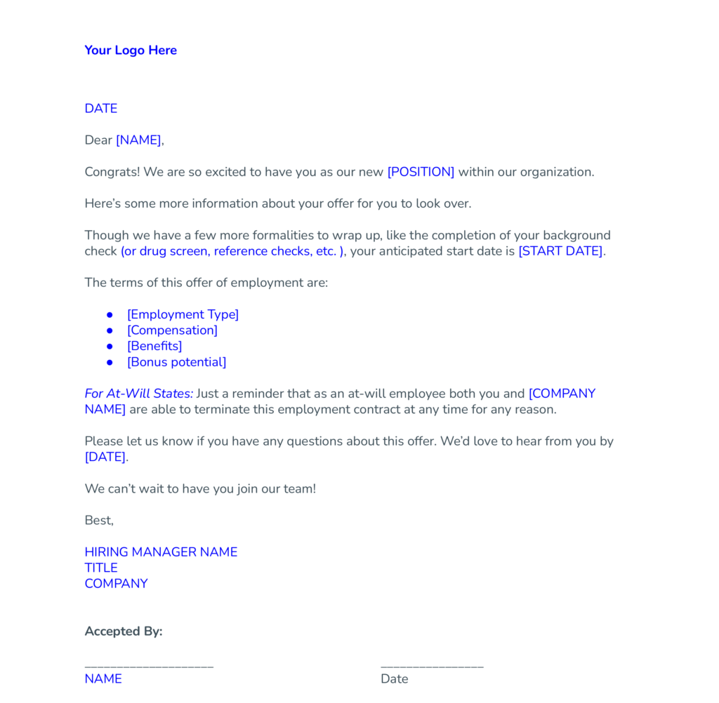 casual offer letter