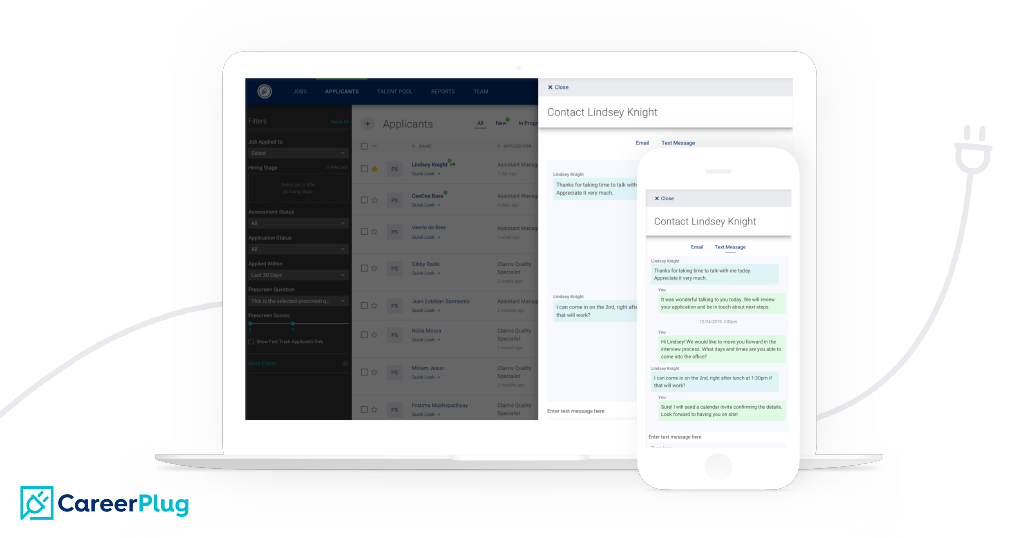 CareerPlug's text recruiting software