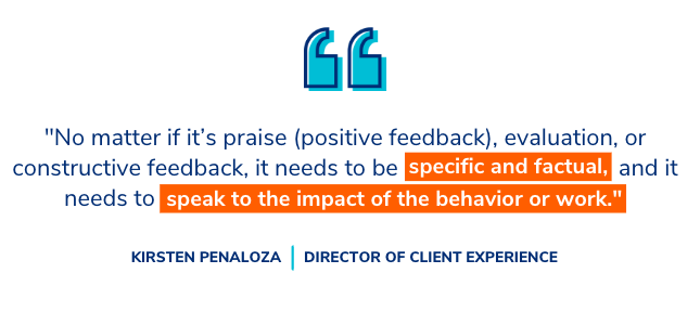 Kirsten Penaloza quote on feedback