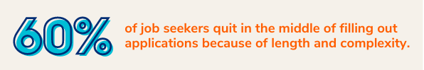 60% of job seekers quit in the middle of filling out applications because of length and complexity